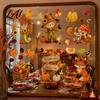 Seasonal Window Decals for Stores 6 Sheets Autumn Harvest Stickers Thanksgiving Cartoon Static Cling Decorations with Party Pumpkins Maple