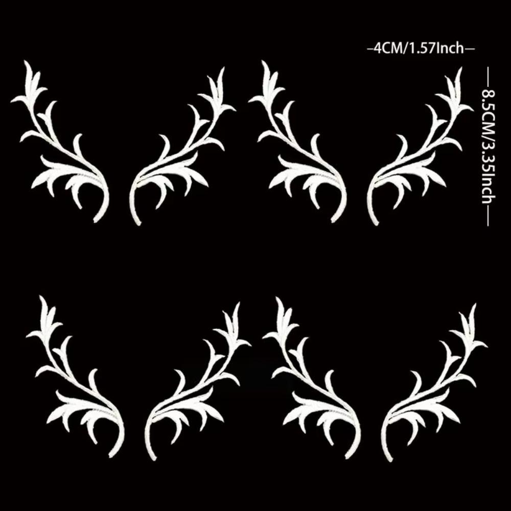 4 Pairs Deer Antler Embroidery Patch Decorative Applique Sew on Patch For Clothing Dresses