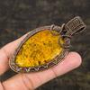 Natural Baltic Amber Gemstone Handmade Copper Wire Wrap Pendant 3.39 A4n62