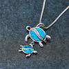 Bohemia Charm Turtle Pendant Necklace For Women Inlay Crystal Blue Imitation Opal Necklace Jewelry Gift for Her