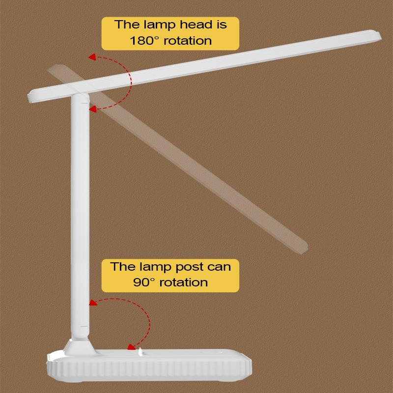 USB Rechargeable Table Lamp LED reading Light Eye Protection 3 Levels Dimmable Touch   Foldable Bedside Student Dorm Desk Lamps