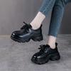 Retro Einzelschuh Damen Dicke Sohle Lässige Loafer Frühling und Herbst Neue Britische Stil Leder Schuhe