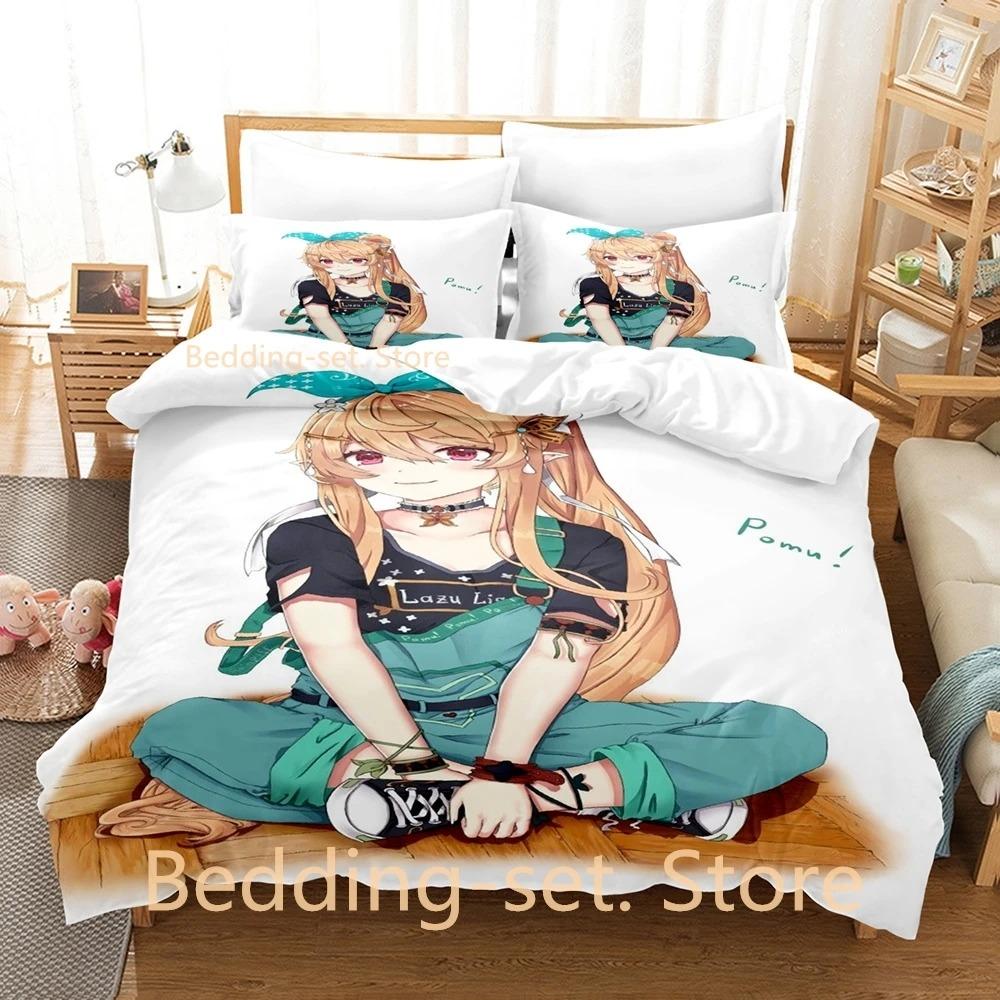 Pomu Rainpuff Anime Bedding Set Single Twin Full Queen King Size Duvet Cover Bed Sheet Set for Adult Kid Bedroom