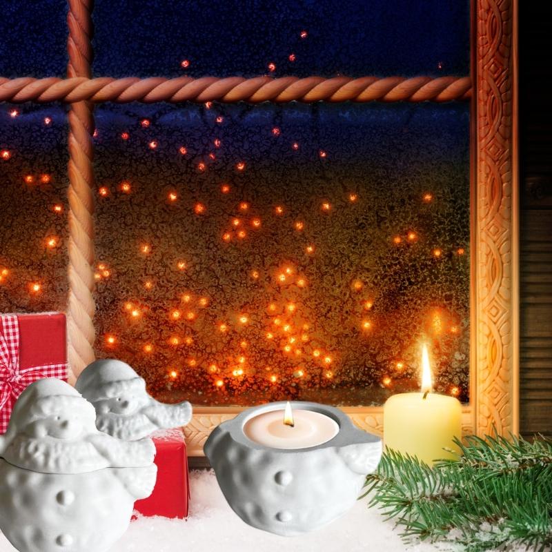 Snowman Shaped Resin Jar Silicone Molds with Lid Christmas Snowman Candle Holder Silicone Molds