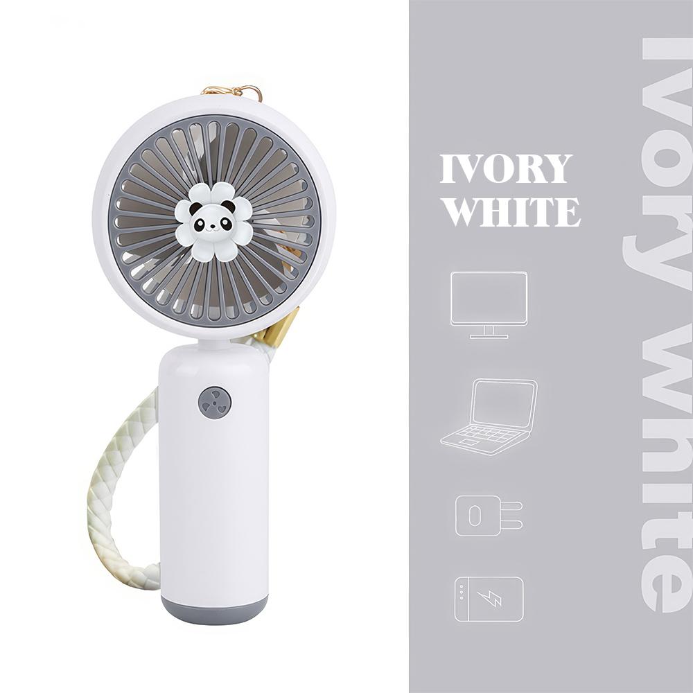 2024 New Handheld Charging Fan Cartoon Cute Small Student Charging Mini Fan with Wrist String Portable Pocket USB Fan Silent