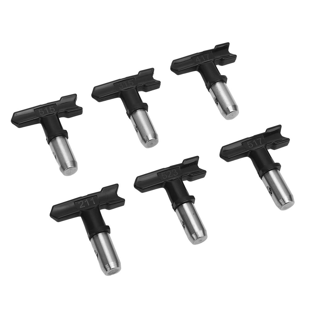 6 Pcs Airless Paint Sprayer Tip Set 211 315 417 515 517 523 Airless Spray Nozzles with 6 Filters and 2 Seats