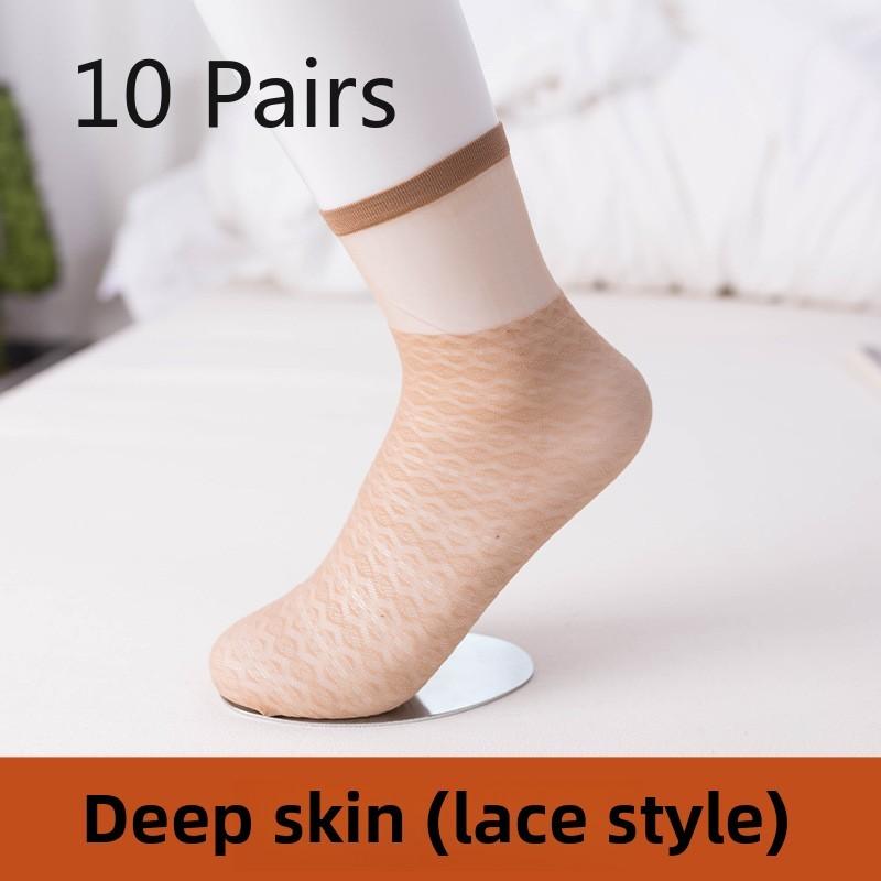 

10 пар женских весенних и летних легких дышащих кружевных чулок с кристаллами 10 Pairs телесный