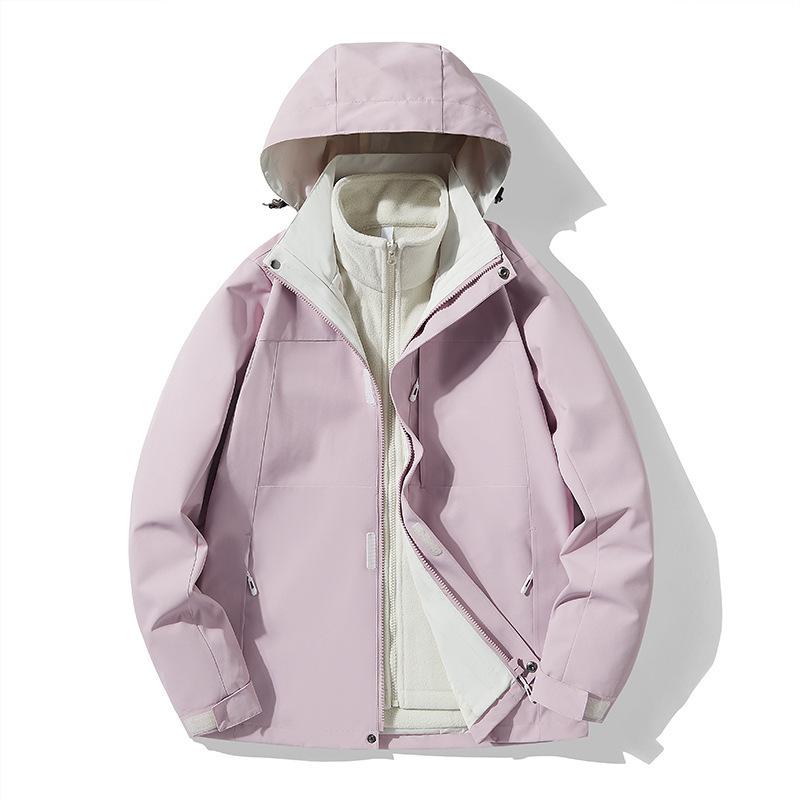 New Outdoor Jacket for Women, Windproof and Waterproof Three-in-one Detachable Two-piece Set, Thickened