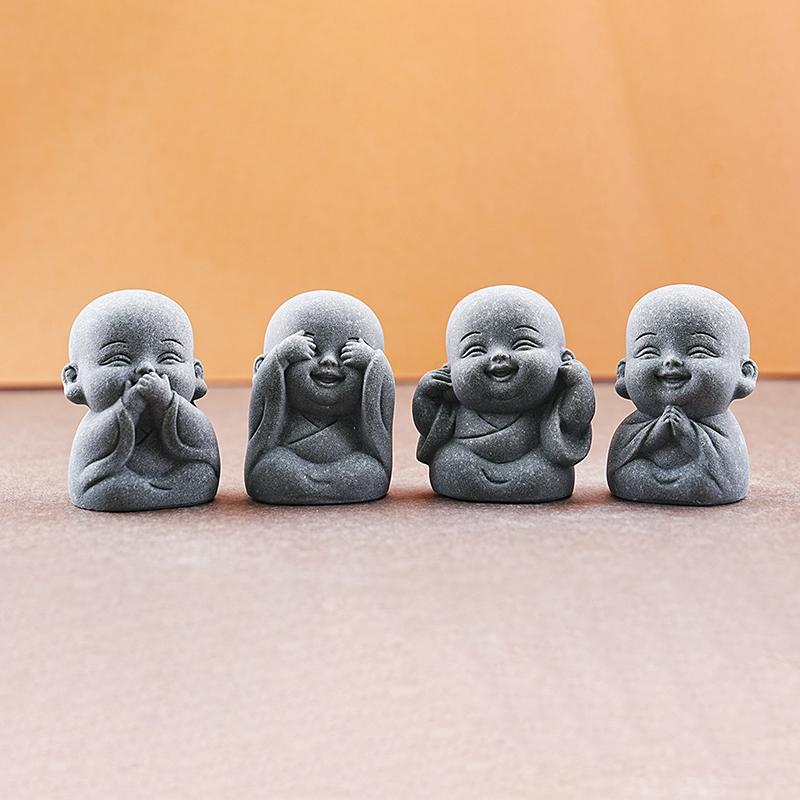 1/4Pcs Home Decor Cute Stone Little Monk Statues With Serene Zen Vibes Ornament For Meditation Space Desk Meaningful Gifts