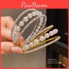 Fashion Pearl Jewelry Open Hand Bracelet With Diamond Accents For Office And Casual Wear