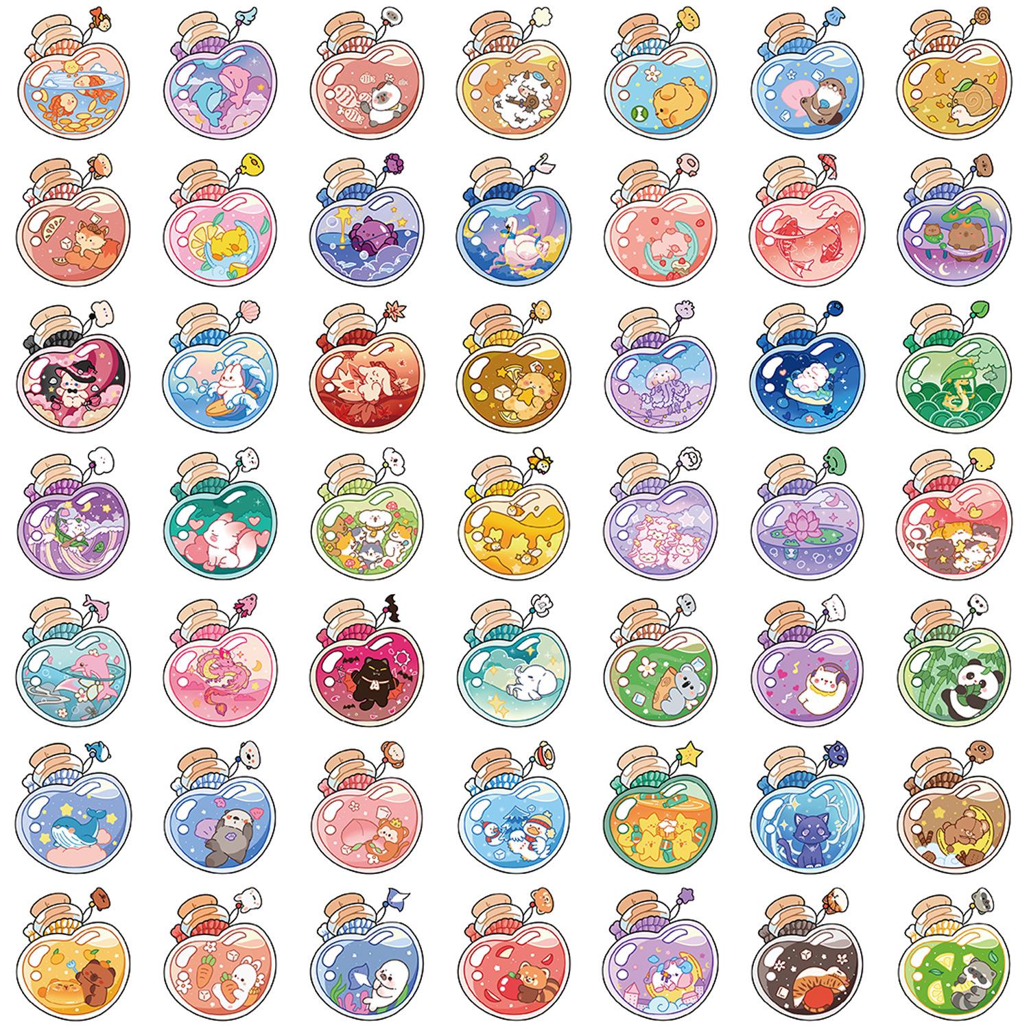 

50 Cartoon INS Bottle Elf Doodle Stickers Decorative Guitar Notebook Suitcase DIY Waterproof Stickers