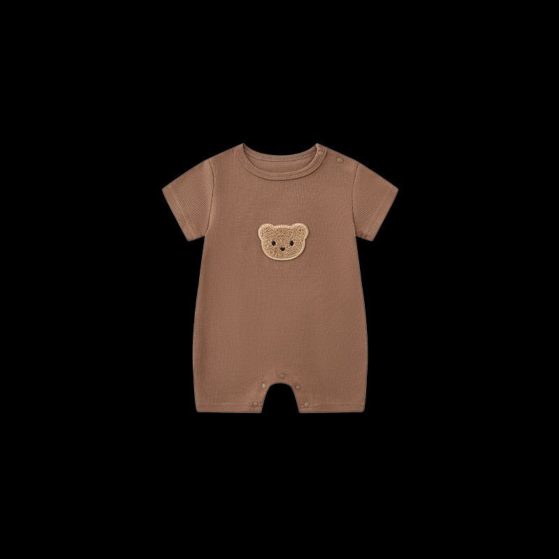 French Apotcare Baby Clothing Jumpsuit Summer New Waffle-Style Infant Jumpsuit Curry color 66