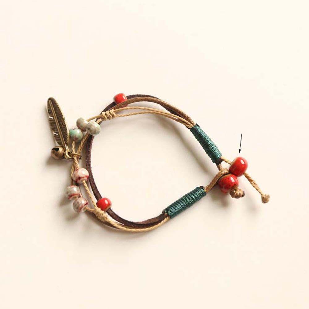 Adjustable Ceramic Bronze For Women Porcelain Beads Rope Bracelets Jewelry Accessories Bracelets