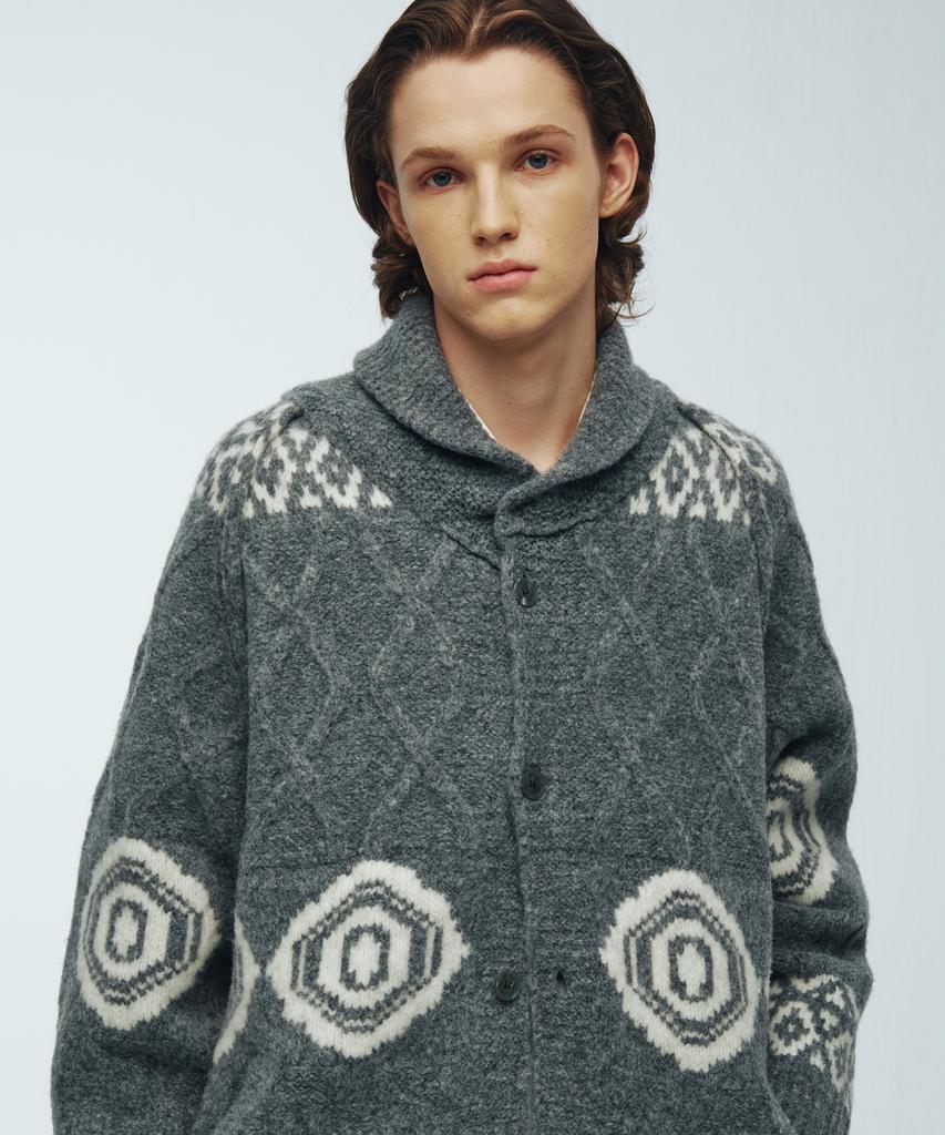 Knitted Bulky Wool Cowichan Jacket Cardigan Grey