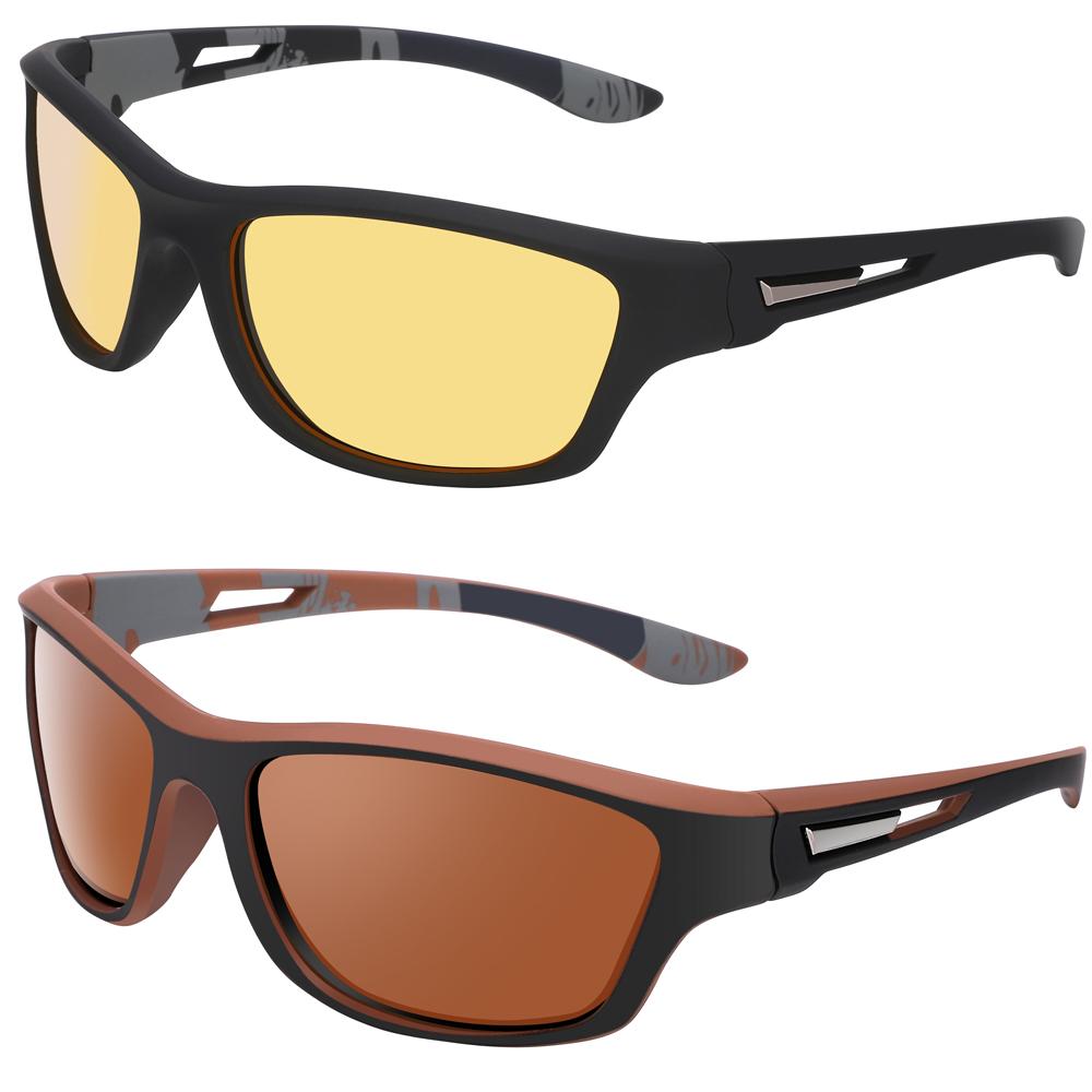 2Pack Polarized Sports Sunglasses for Men Women Unbreakable Frame Cycling Fishing Driving
