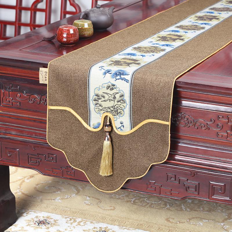 New Chinese Style Table Flag Modern Minimalist Zen Style Waterproof Tea Mat Long Tea Table Fabric Art Tablecloth