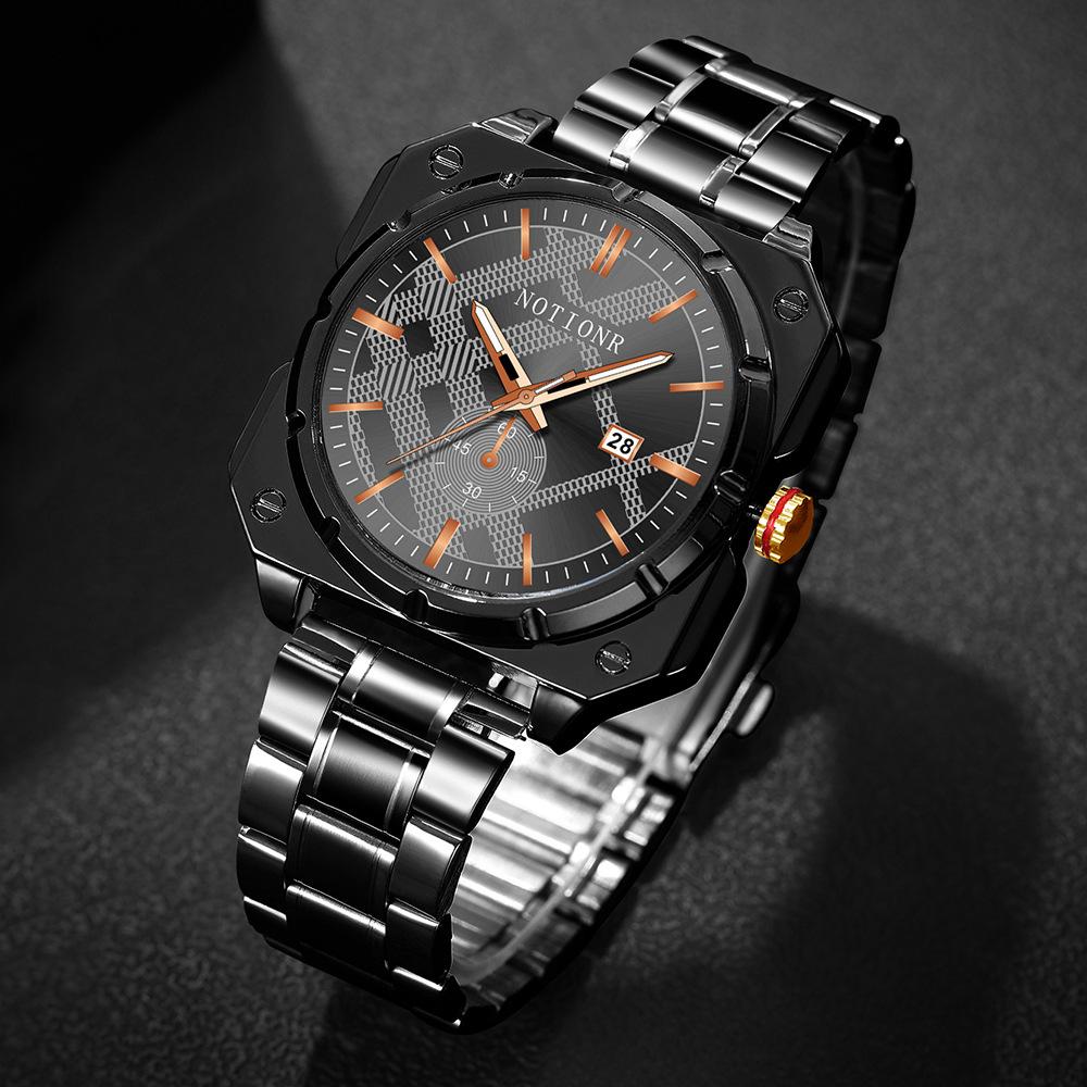 Men's Fashion Watch Square Watch Stainless Steel Quartz Watch Business Watch Simple watch Calendar Watch