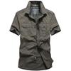 Men's Summer Short Sleeve 95% Cotton Button-Down Shirt, Solid Color, Plus Size, Military Style Shirt