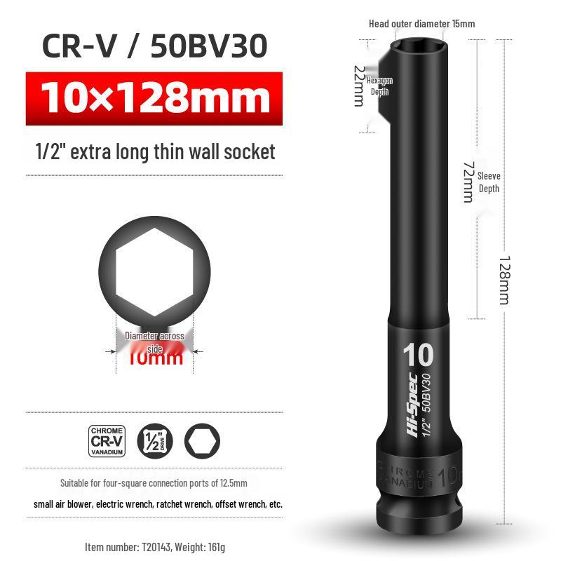 Electric Wrench Extended Thin-Walled Hex Socket Air Impact Tools for Motorcycle Repair