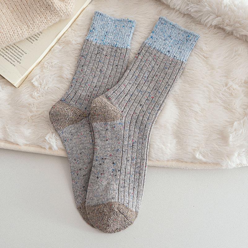 Winter and Autumn Wool Socks - Children's Mid-Calf Socks with Padding and Thickening for Warmth and Colorful Plush Socks for Women in Wool