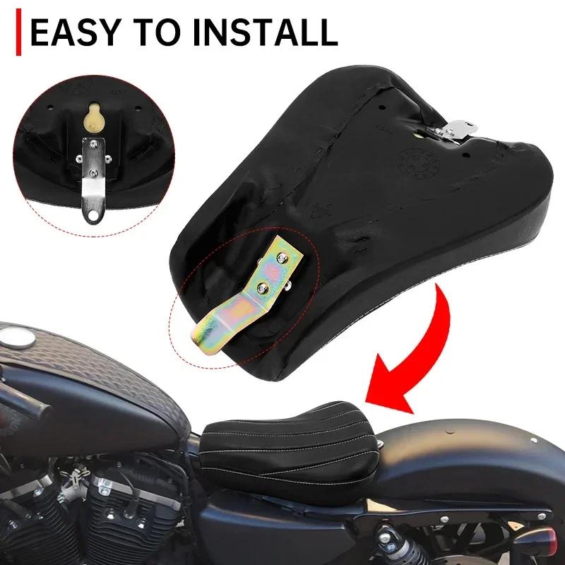 For Harley Sportster 48 XL1200X 72 XL1200V 10-15 Motorcycle Front Driver Seat Cushion Black PU Leather Stitch Pad Accessories