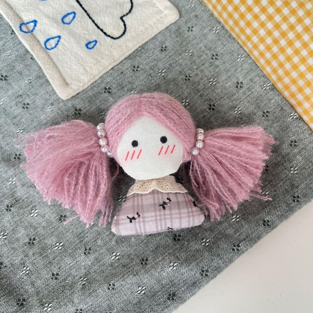 Fabric Cotton Filled Fabric Girl Doll Plush Mini Cartoon Doll Braid Girl Doll Clothing Decoration
