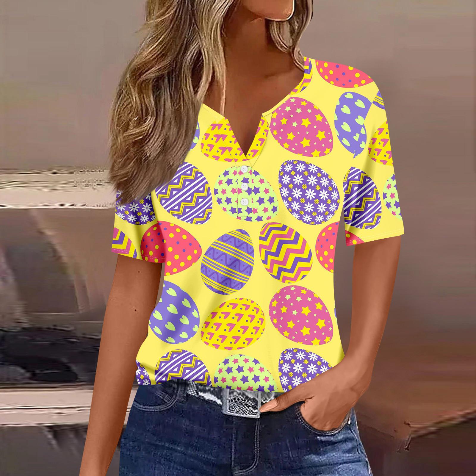 

Женская повседневная футболка с v-образным вырезом и коротким рукавом с декоративными пуговицами, топ XL жёлтый