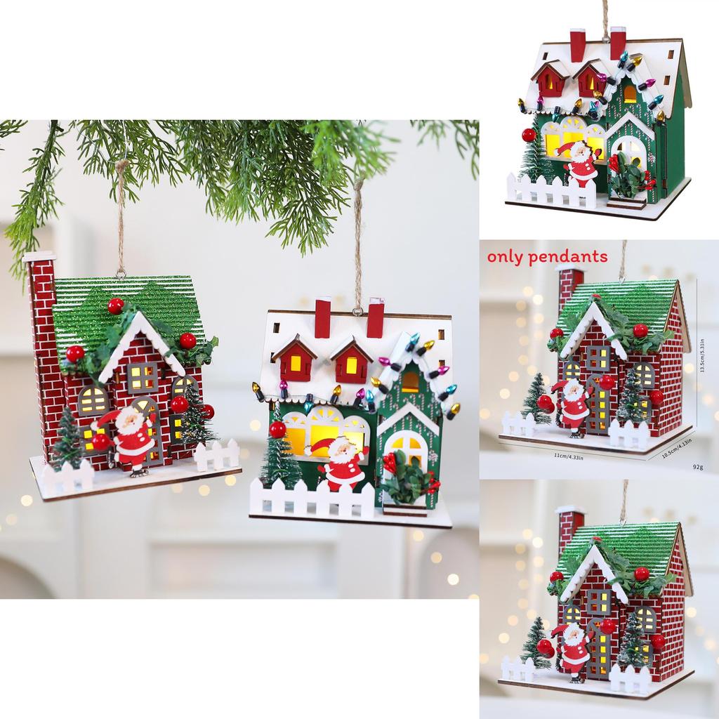 Christmas Wooden House Decor With Snowy Scene For Holiday Home Display