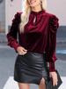Eleganter europäischer Stil Samt Chiffon Plissierter Rollkragen Pullover für Damen - Herbst 2025 Kollektion