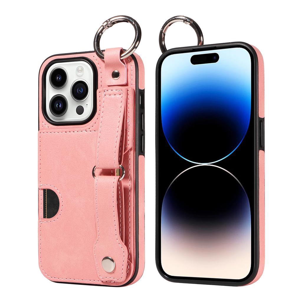 Etui na telefon ze skóry PU z kieszeniami na karty, z pierścieniem na palec i klamrą do paska na nadgarstek do iPhone'a XS, XR, XS Max, iPhone'a 7,8,7Plus,11,11Pro,11Pro,12,13,14,15...