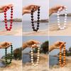Retro Boho Round Bead Choker Colorful Plastic Beaded Handmade Knot Rope Necklace for Summer Beach Travel Wear