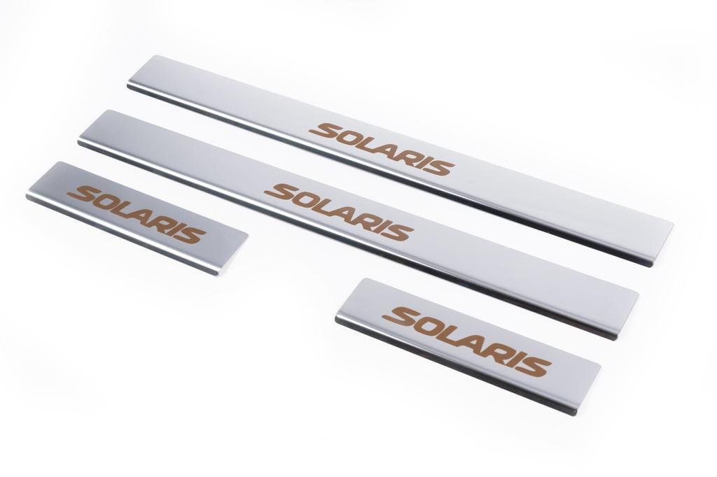 Door Sills Carmos Solaris V1 (4 Pcs, Stainless Steel) for Hyundai Accent 2011-2017