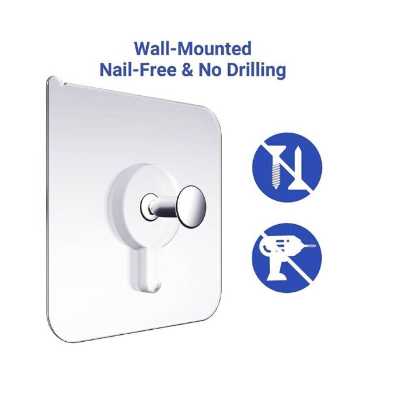 Wall Hooks Adhesive Mounting Acrylic Nodrill Strong Hold For Home Organization