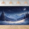 Starry Winter Mountain Landscape Tapestry: Serene Snowy Night-Themed Wall Hanging for Home Decor