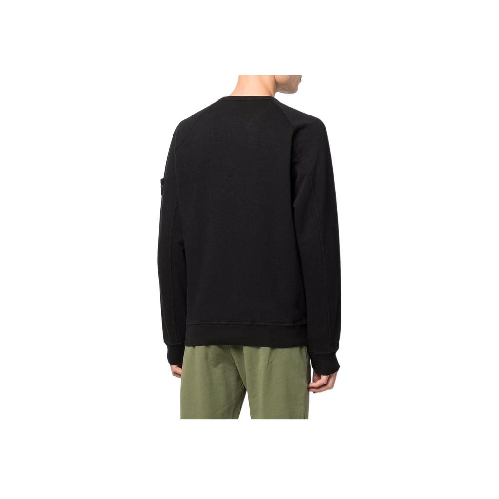 STONE ISLAND Ss22 Logo Pullover Long Sleeve Sweatshirt Men Sweatshirt Black 761566360-V0029