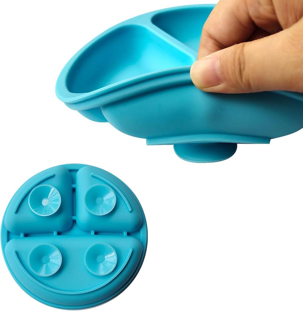 Silicone Baby Plate with Suction Cup + Cutlery Spoon Fork