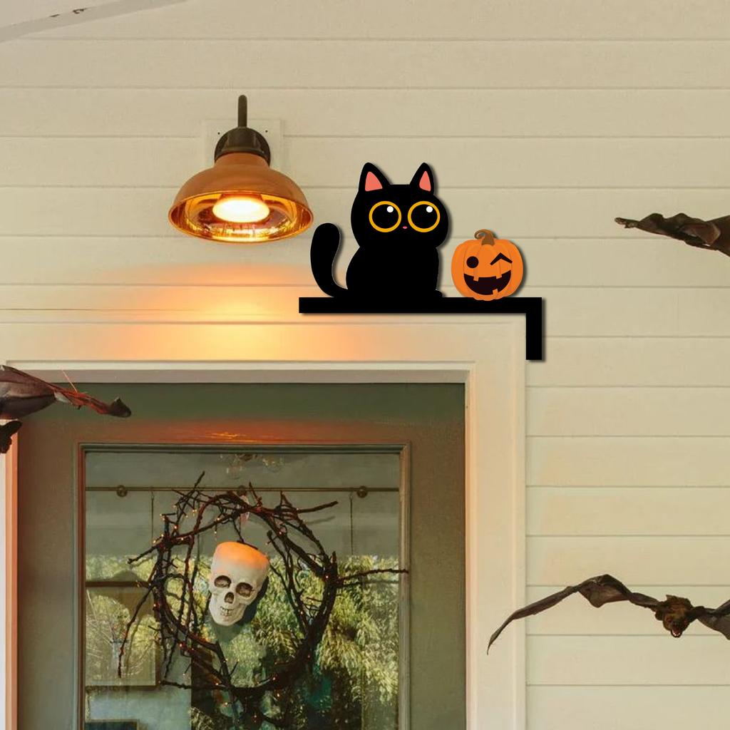 Halloween Türwinkel Schild Dekoration Türrahmen Dekoration Halloween Thema Katzenhut Horror Muster Geeignet für Türwinkel
