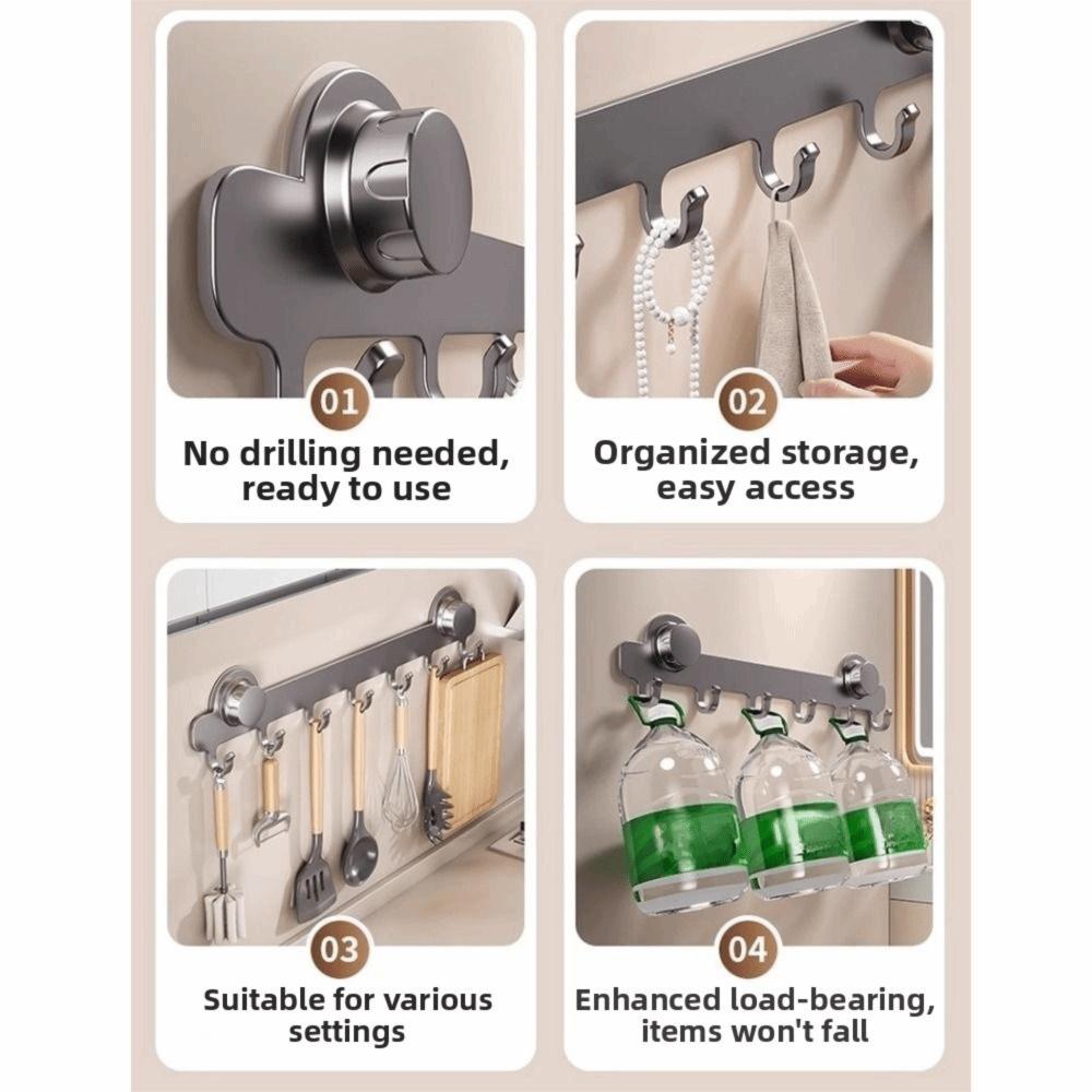Waterproof Suction Door Cup Hook 5/6/7/8-Hook Hanging Coat Rack Bathroom Towel Holder Living Room