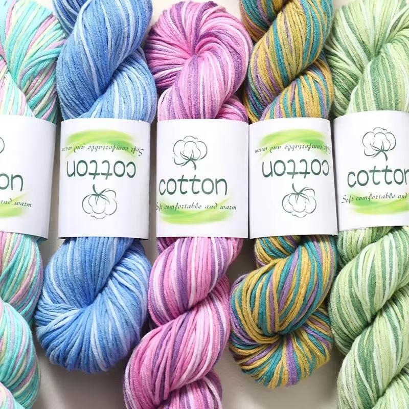 50g/Roll 100% Cotton Hand-Dyed Gradient Yarn for DIY Hand Knitting Sweaters Scarf Soft Warm Multicolor Crocheting Yarn Thread