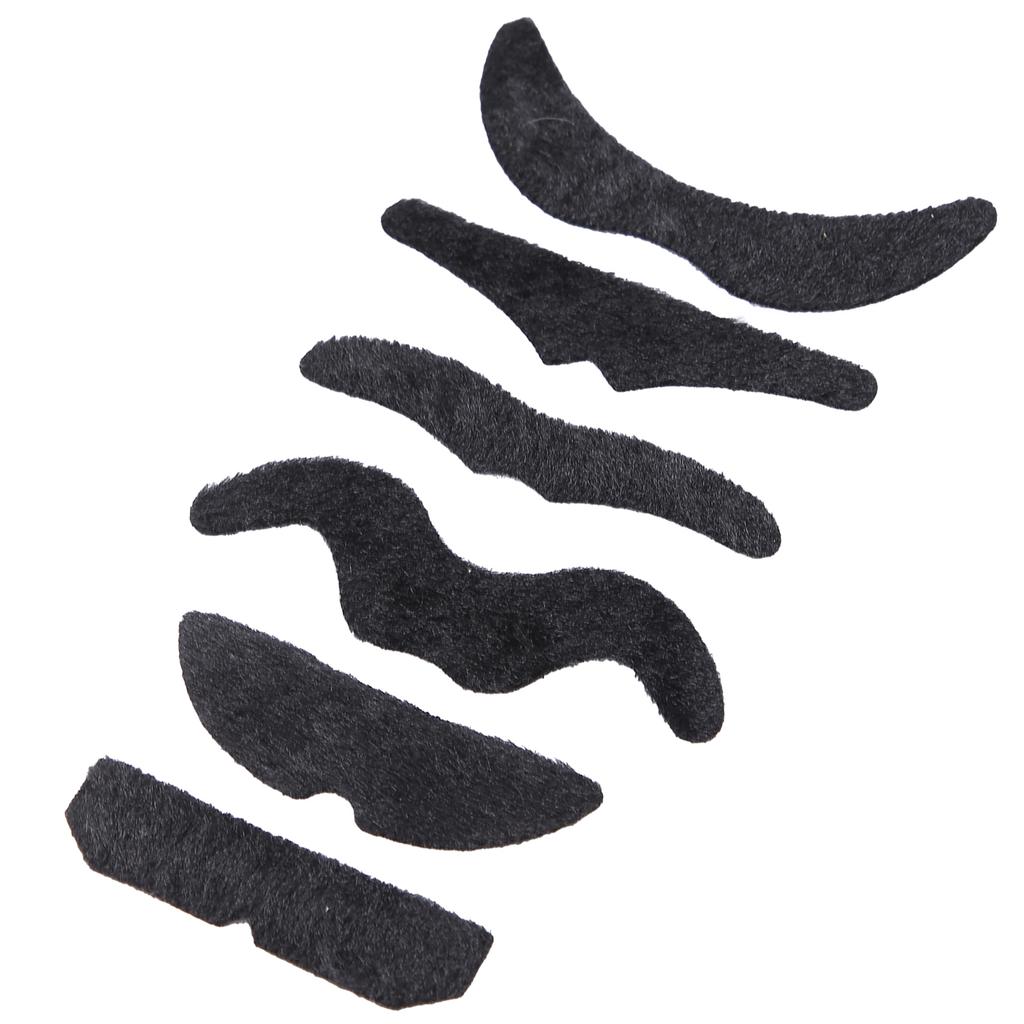 6 ST Roliga Falska Mustascher Självhäftande Svart Falskt Skägg för Fester Halloween Jul