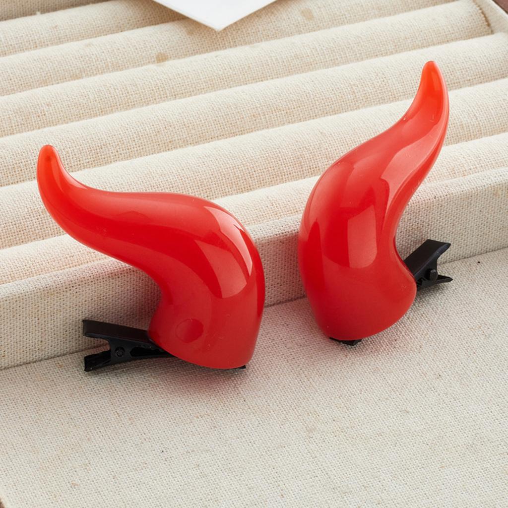Halloween Party Costume Horn Hair Clip Set Roleplay Game Hair Barrettes Festival Headwear Devil Horn Duckbill Clip 2pcs