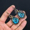 Swiss Blue Topaz Earrings, 999 Copper Wire Wrapped Earrings Handmade Gemstone Jewelry, Gifts For Wife Brand New Earrings