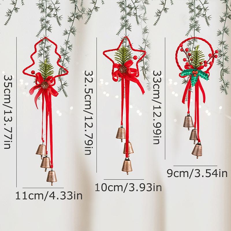 1PC Tree Bell Decorations Christmas Red Gifts 3PC Bells Home Tree Decor Holiday Hanging Pandents Party 3 Styles