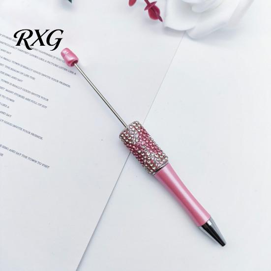 Sparkly Bow Pen Diamond Beadable Pens, Bling Rhinestone Beaded DIY Plastic Bead Pen, Crystal Stylish Desk Accessory Shaft Black Ink Ballpoint Pens for