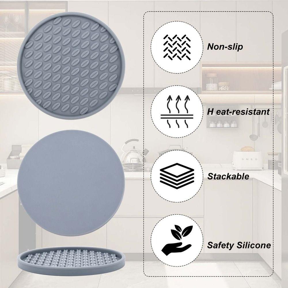 Durable Round Silicone Coasters High Temperature Resistant Thickened Heat Insulation Pad Food Grade 10cm Bowl Pad Home