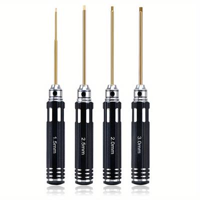 4 szt./zestaw Sześciokątny zewnętrzny RC 1,5, 2,0, 2,5, 3,0 mm. Stal szybkotnąca powlekana tytanem narzędzie modelarskie śrubokręt