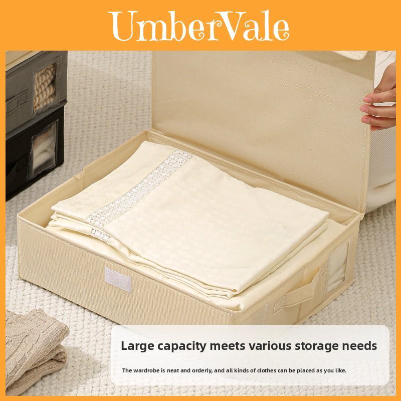 Modern Foldable Fabric Storage Bin With Lid For Bedroom Closet Organization