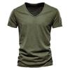 Summer Men's Solid Bamboo Cotton V-Neck T-Shirt - Hot Selling European & American Style