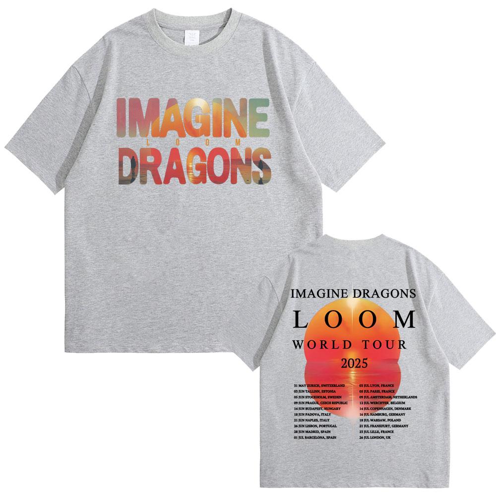 Rock Band Imagine Dragons Loom World Tour 2025 T Shirts Men Women Gothic Vintage Oversized Tshirt Unisex Casual Cotton Tshirt