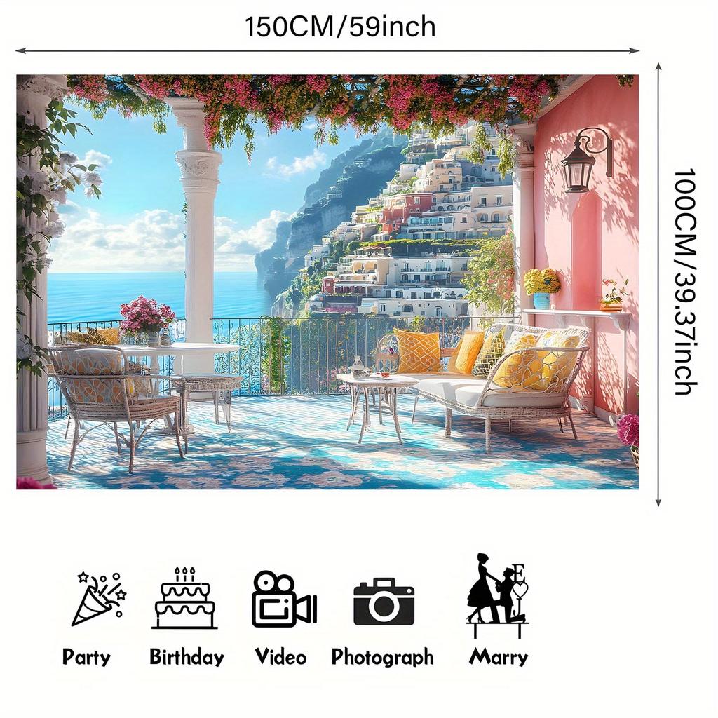Sitano Terrace Background Banner - multi-purpose, no electricity required, perfect for weddings, birthdays